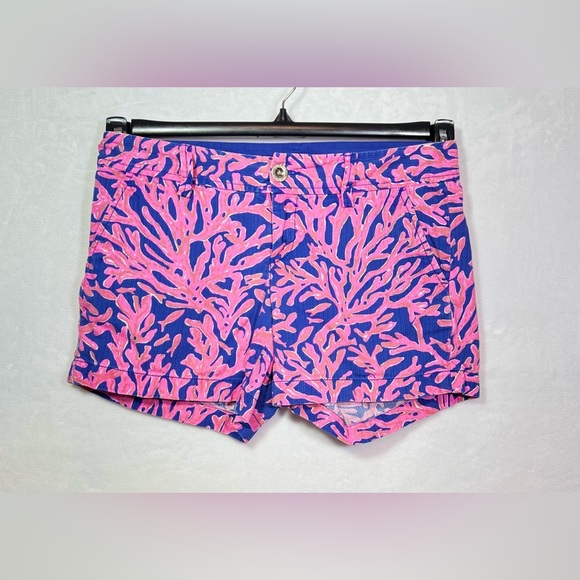 Lilly Pulitzer Pants - Lilly Pulitzer Callahan Shorts Pink Blue Coral Print Cotton Preppy Coastal